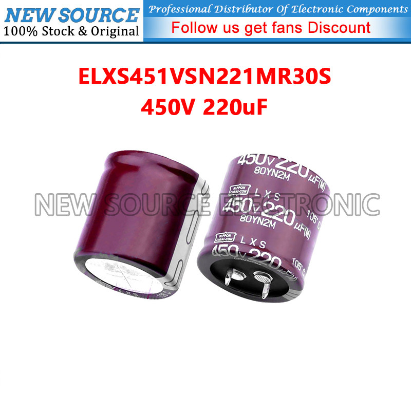 [1 ชิ้น] 450V 220uF D30xL30mm 1.18x1.18in ELXS451VSN221MR30S CC Snap-In Aluminium Electrolytic Capac