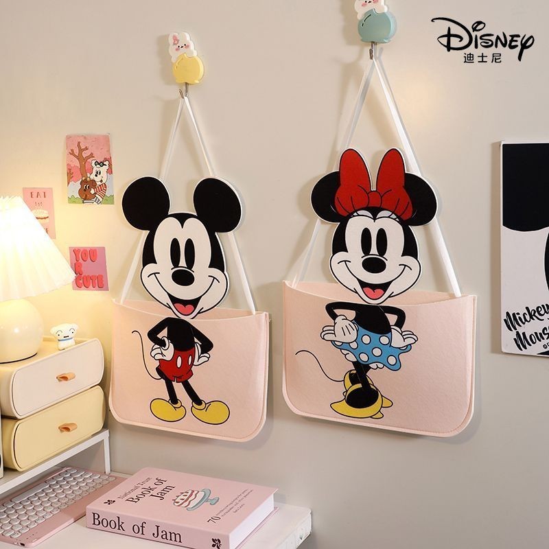 Disney กระเป๋าติดผนังผ้าติดผนังความจุขนาดใหญ่ของ Disney กระเป๋าติดผนังติดผนังผ้าติดผนังสามชิ้นเก็บของเก็บของเก็บของเก็บของจุกจิกโต๊ะเก็บของ