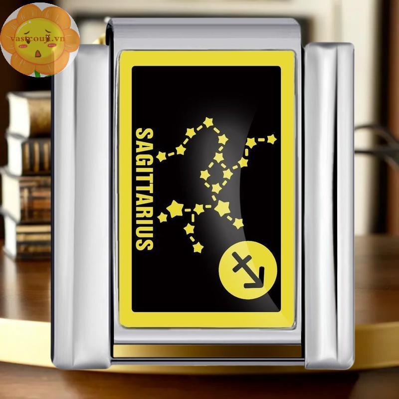 VASTJI 12 Zodiac Sign Charms อิตาลี Links Fit 9 มม.Modular Constellation สร้อยข้อมือ DIY เครื่องประด