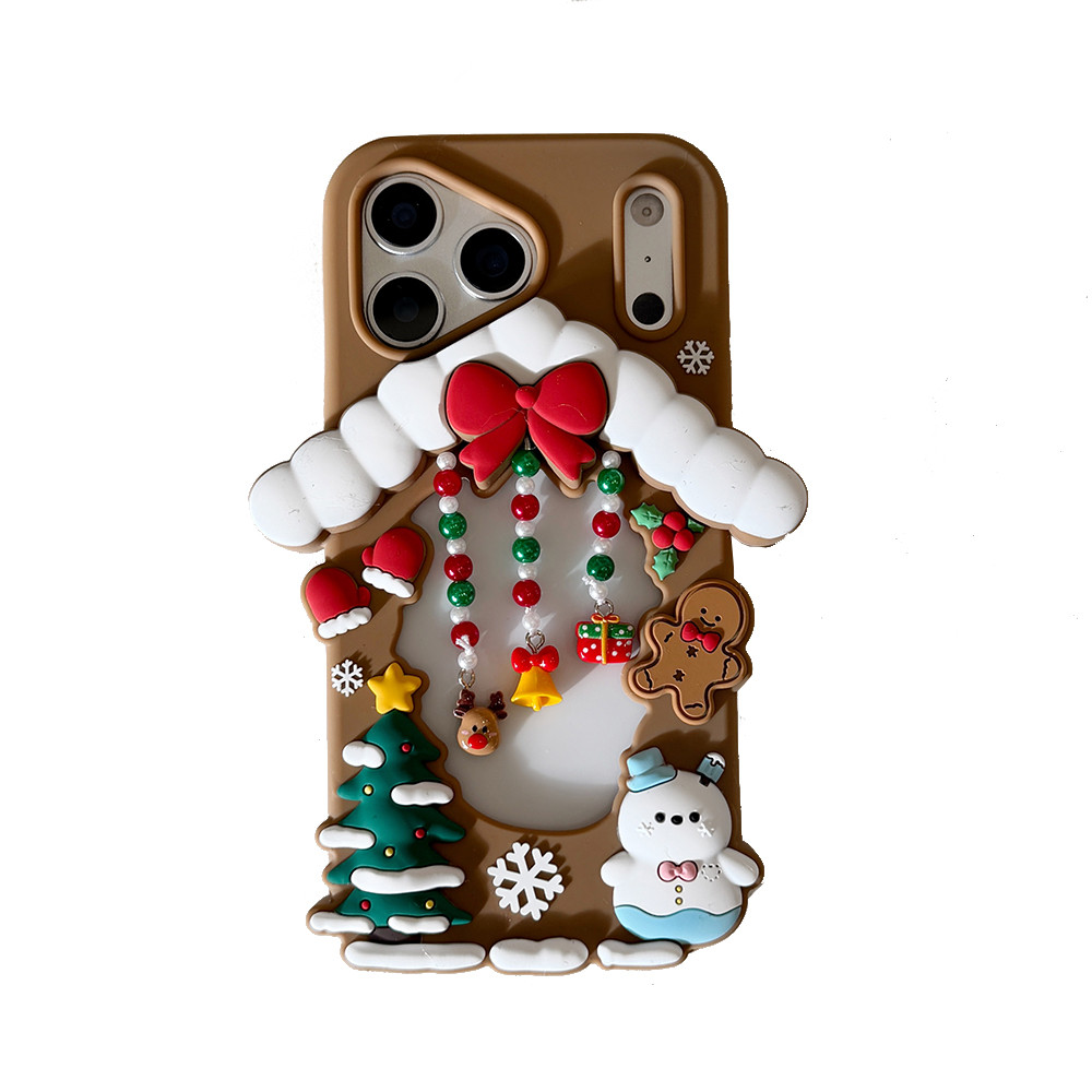 สําหรับ iPhone 17 16 Plus 16e 15 14 13 12 Pro Max 3D การ์ตูนคริสต์มาส Snowman ขนมกันกระแทกซิลิโคนอ่อ