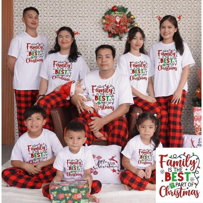 เสื้อยืดครอบครัวคริสต์มาสและชุดครอบครัว PAJAMA TERNO