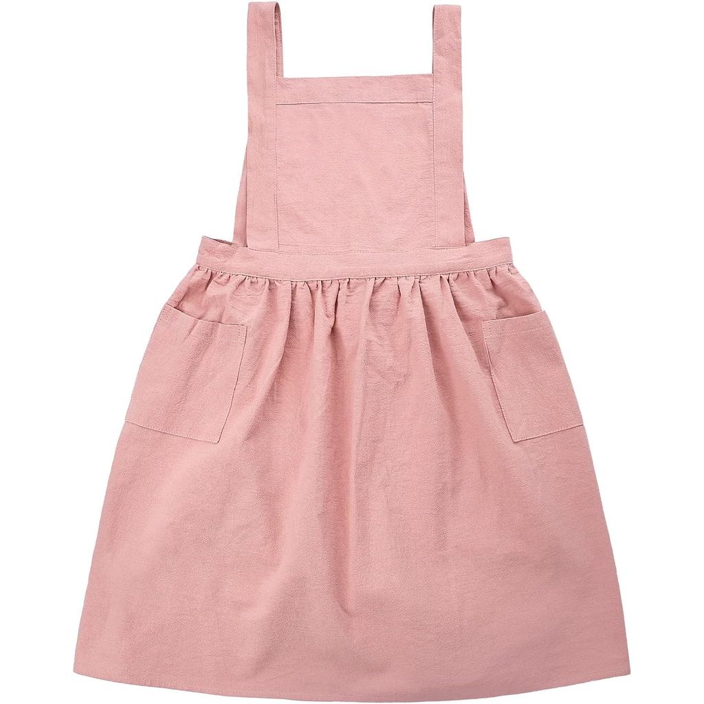 Surblue Kids Retro Aprons Pinafore Apron for Girls Boys ผ้ากันเปื้อนผ้าฝ้ายลินินสําหรับเด็ก