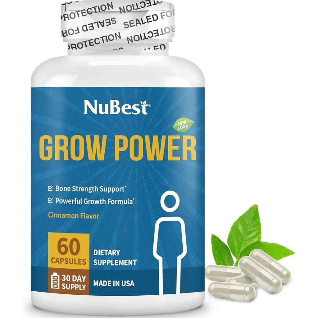 NuBest Grow Power - อาหารเสริมแคลเซียม - อาหารเสริมแมกนีเซียมพร้อมวิตามิน D3, B6, สังกะสี,ฟอสฟอรัสแล