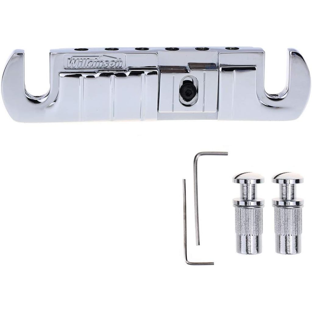 Wilkinson GTB ปรับ Intonated Wraparound Bridge Tailpiece สําหรับกีตาร์ไฟฟ้าสไตล์ Les Paul, Chrome