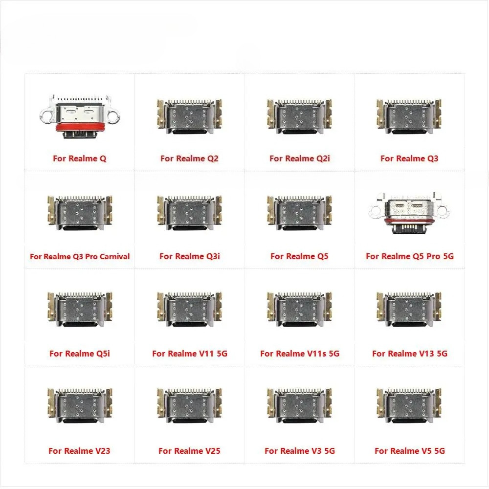 USB Connector ซ็อกเก็ตพอร์ตชาร์จปลั๊กชาร์จสําหรับ OPPO Realme Q Q2 Q2i Q3 Q3i Q5 5G Q5i Pro V11 V11s