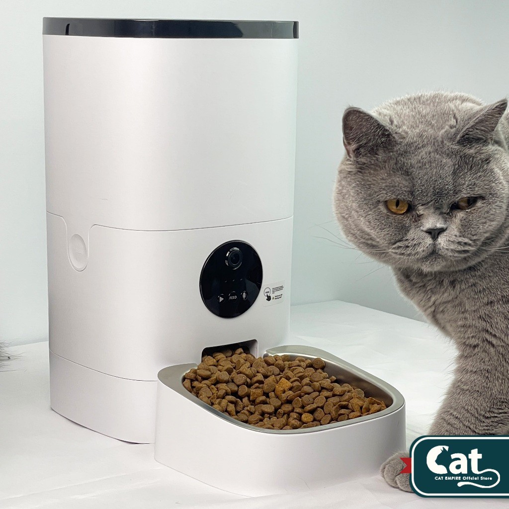 Cat Empire Smart Pet Feeder พร้อมกล้องและการควบคุมแอพ 6L เครื่องจ่ายอาหารสุนัขแมวอัตโนมัติการตรวจสอบ