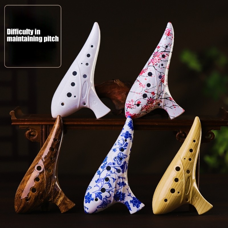 BST Artistic Ceramic Ocarina 12 Hole เครื่องดนตรีเหมาะสําหรับบ้านหรือกลางแจ้ง