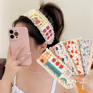 ที่คาดผมแบบติดหนึบ ลายดอกไม้ลูกไม้ พร้อมVelcro