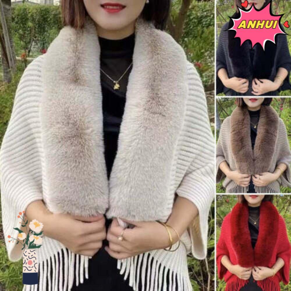 ANHUI Faux Fur Collar Wedding Cloak ชุดราตรี Plush Wraps