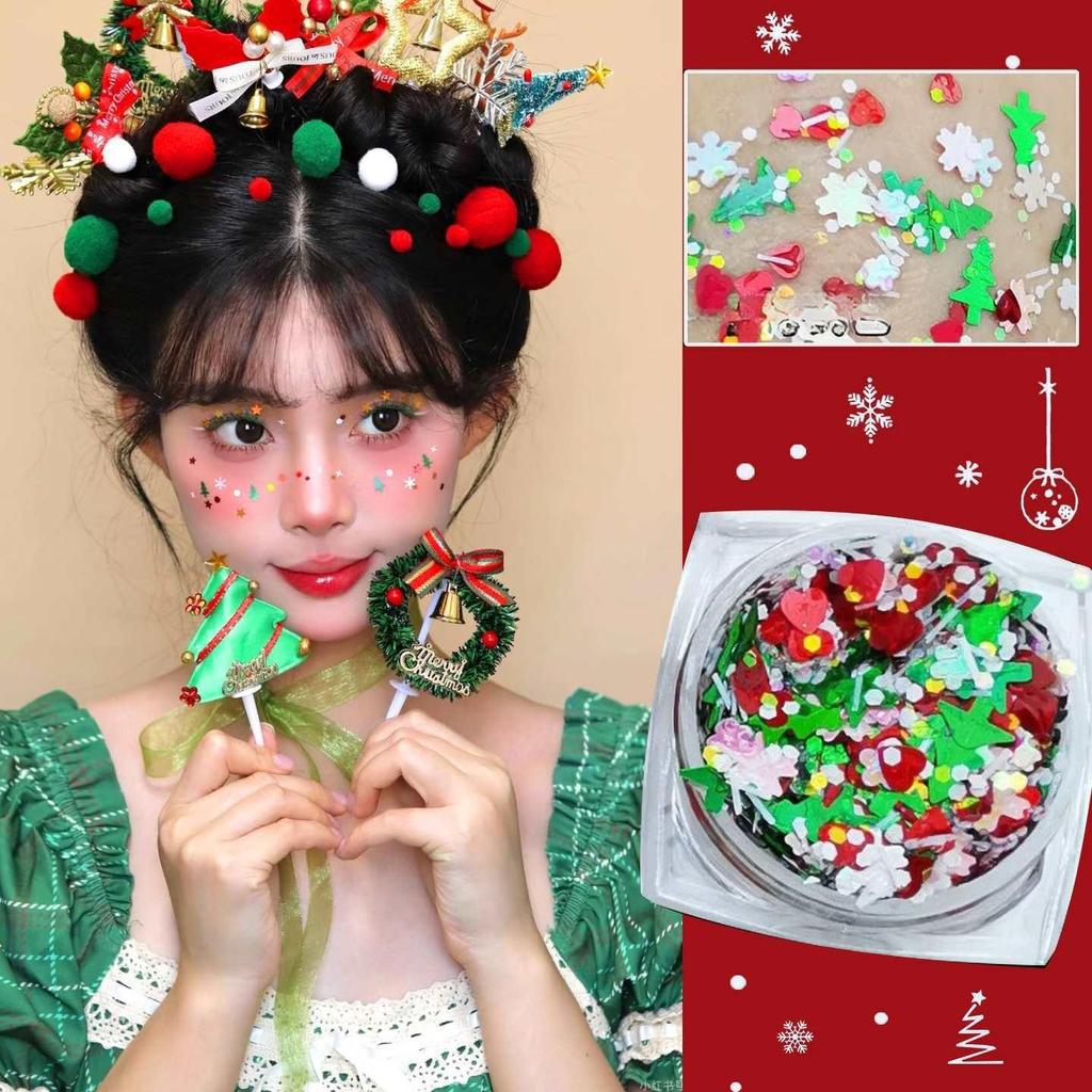 เกล็ดหิมะคริสต์มาสสำหรับตกแต่งต้นคริสต์มาสหรือใช้เป็นอายแชโดว์ สไตล์หิมะบางเบา เพื่อการแต่งหน้า