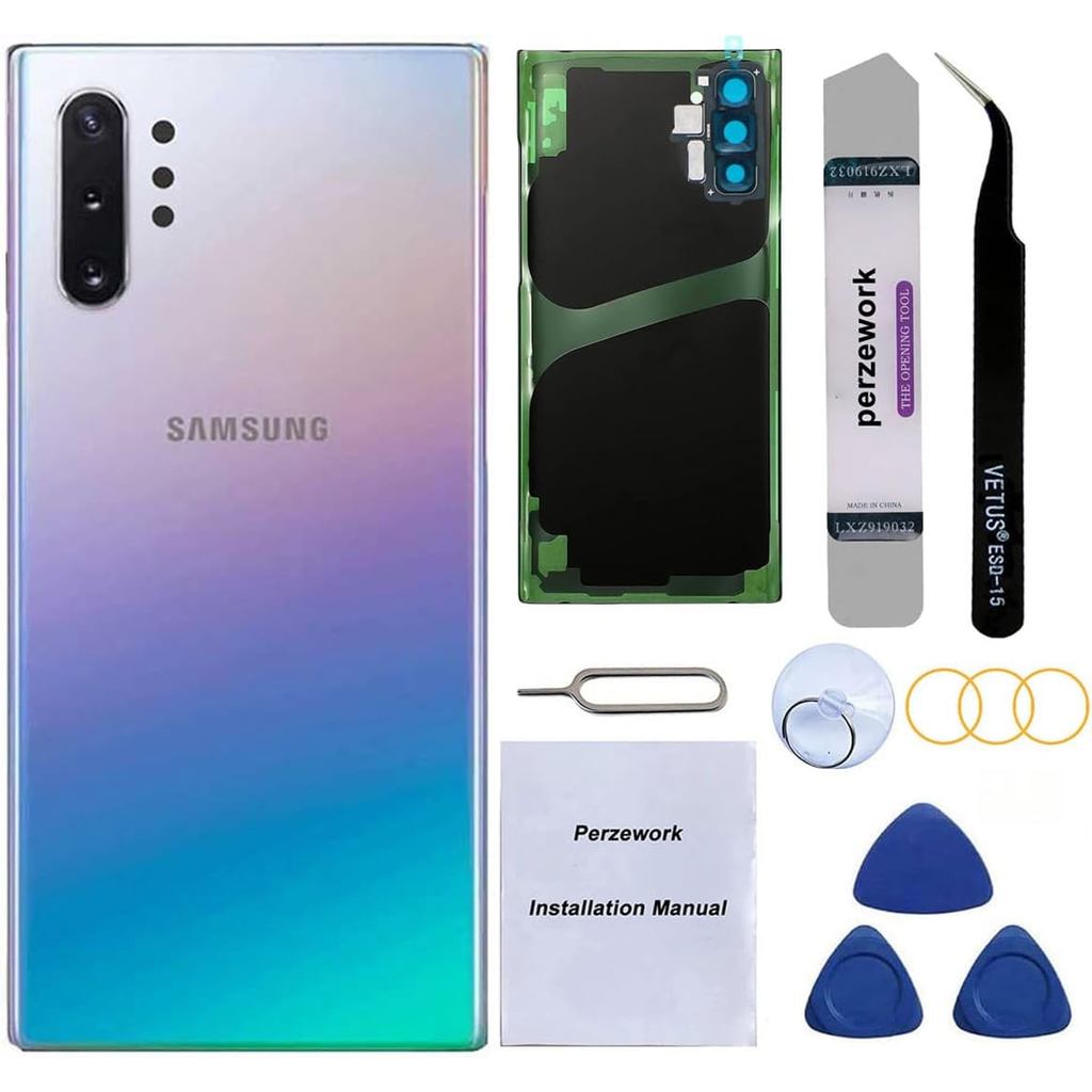Rear Back Glass Replacement for Samsung Galaxy Note 10 6.3 inches with Reparing Toolkit and Pre-Inst