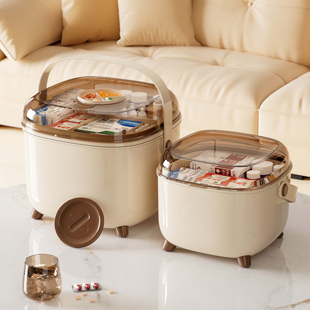 Vexel กล่องเก็บยา กล่องเก็บยาพกพา ตู้ยาครอบครัว ดีไซน์เป็นชั้นๆ การจัดเก็บที่ดีเยี่ยม หายาได้เร็ว