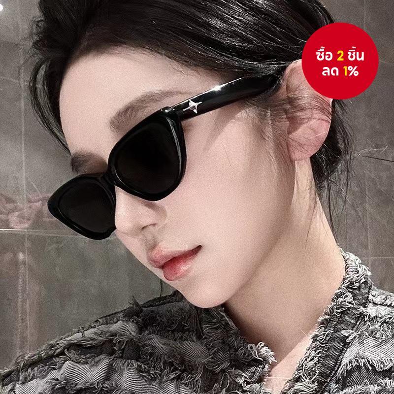 Cat Eye แว่นตากันแดดผู้หญิง Vintage สีทึบ UV400 ป้องกัน