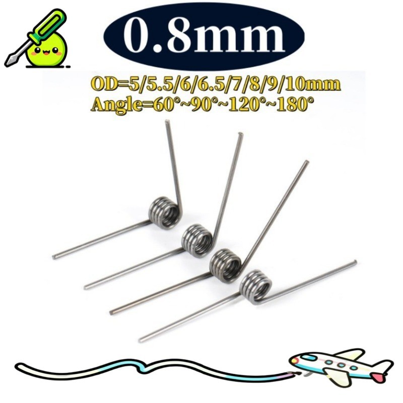 Sus304 d0.8 มม.OD5/5.5/6/6.5/7/8/9/10 มม. V-รูปเกลียวแรงบิดมุมสปริง 60/90/120/180 องศาxc-f2