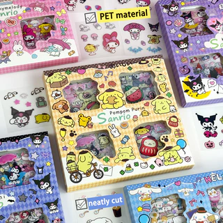ชุดสติ๊กเกอร์ Sanrio/Kuromi 100 แผ่น กล่องใหญ่ วัสดุ PVC น่ารัก กันน้ำ ลวดลายสวยงาม สติกเกอร์ตัดแบบไม่สม่ำเสมอ สติกเกอร์