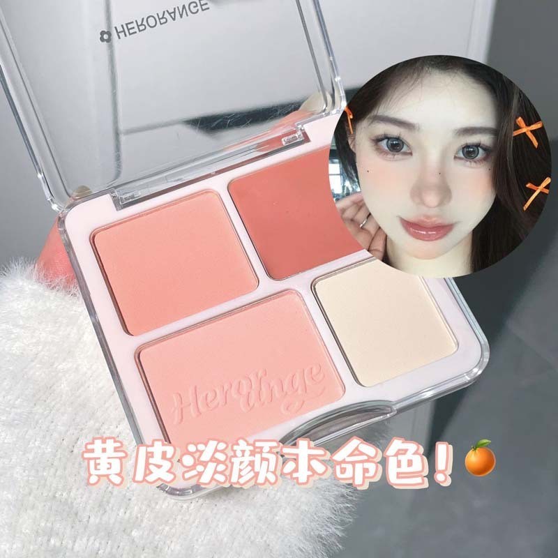สินค้าใหม่ทุกวัน/HERORANGE Heart Love Blush High Disc Contouring Natural Nude แต่งหน้า Facial Bright