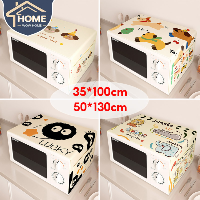 50*130/35*100cm ผ้าคลุมไมโครเวฟ เตาอบผ้าคลุม ป้องกันฝุ่น รูปแบบการ์ตูน มีกระเป๋าเก็บของ ตกแต่งบ้าน
