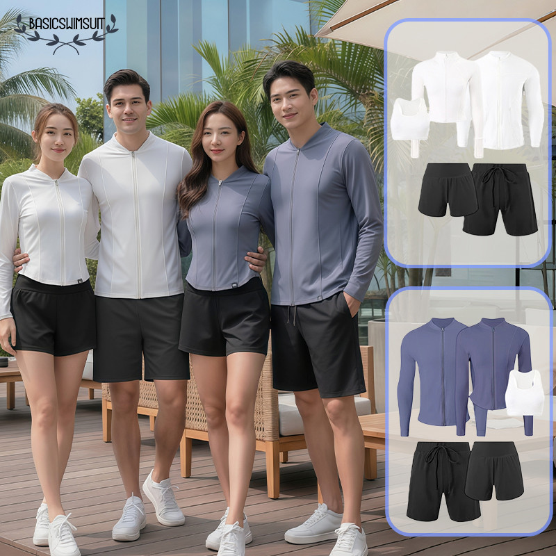 Basic swimsuit ชุดกีฬา ชุดว่ายน้ำแห้งเร็ว สไตล์คู่รัก กันแดด เนื้อผ้าใส่สบาย ส่งจากไทย