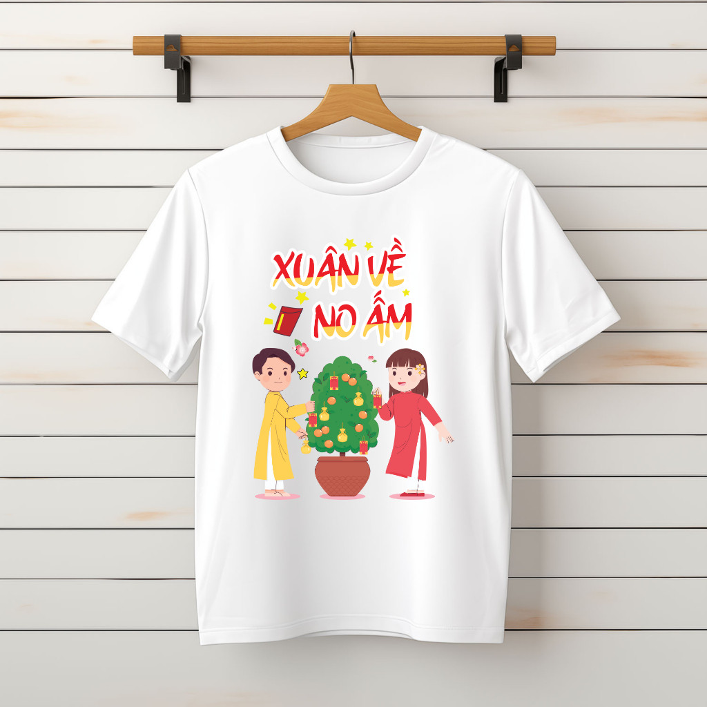 เสื้อยืดผู้ชายและผู้หญิง เสื้อ Tet - Spring May Warm - Down Form - TET26P3.7 [HanoiSport]