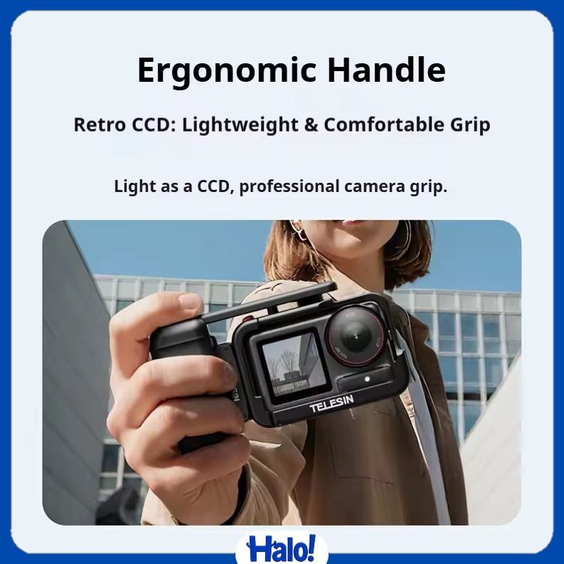 TELESIN ปลอกแฮนด์สําหรับ DJI Action 3/4/5/6 Pro และกรงโลหะ DJI - S6-FMS-24-DJ