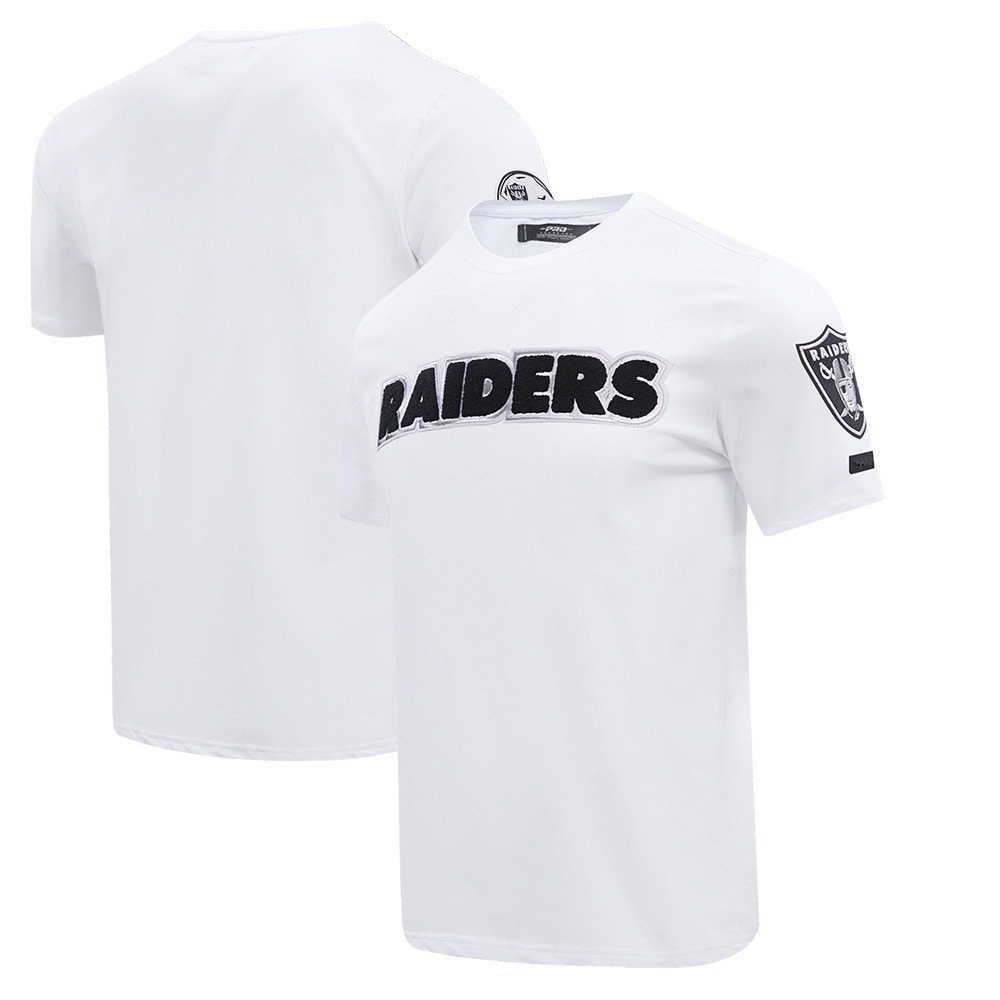 เสื้อยืด Las Vegas Raiders Pro Standard Classic Chenille พิมพ์ลายสีขาว