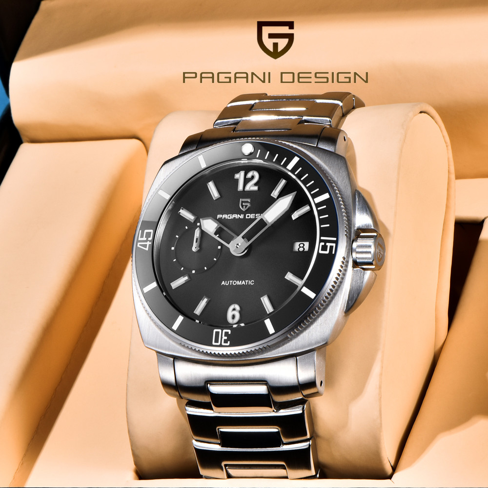 Pagani Design ใหม่ 43 มม.ธุรกิจหรูหราผู้ชายนาฬิกาสแตนเลส Sapphire กันน้ํา 100 M นาฬิกาอัตโนมัติ PD-1820