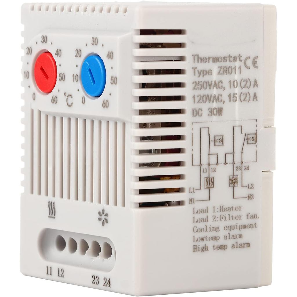 สวิตช์เทอร์โมสตัทแบบกลไกแบบปรับได้ ความต้านทานแรงกระแทก ราง DIN 35 มม. (ZR011)