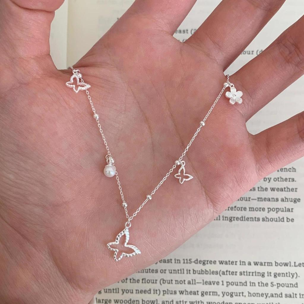 สร้อยคอมุกพู่ผีเสื้อ ลายกระดูกและดอกไม้ แฟชั่นสำหรับคุณ.dt6