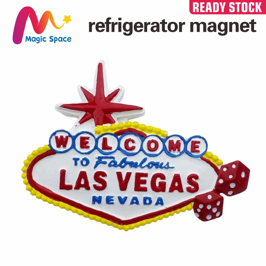 Las Vegas Strip เรซิ่นแม่เหล็กติดตู้เย็น | ของที่ระลึกวิวกลางคืนคาสิโนนีออน 3 มิติ | หน่วยความจําการ