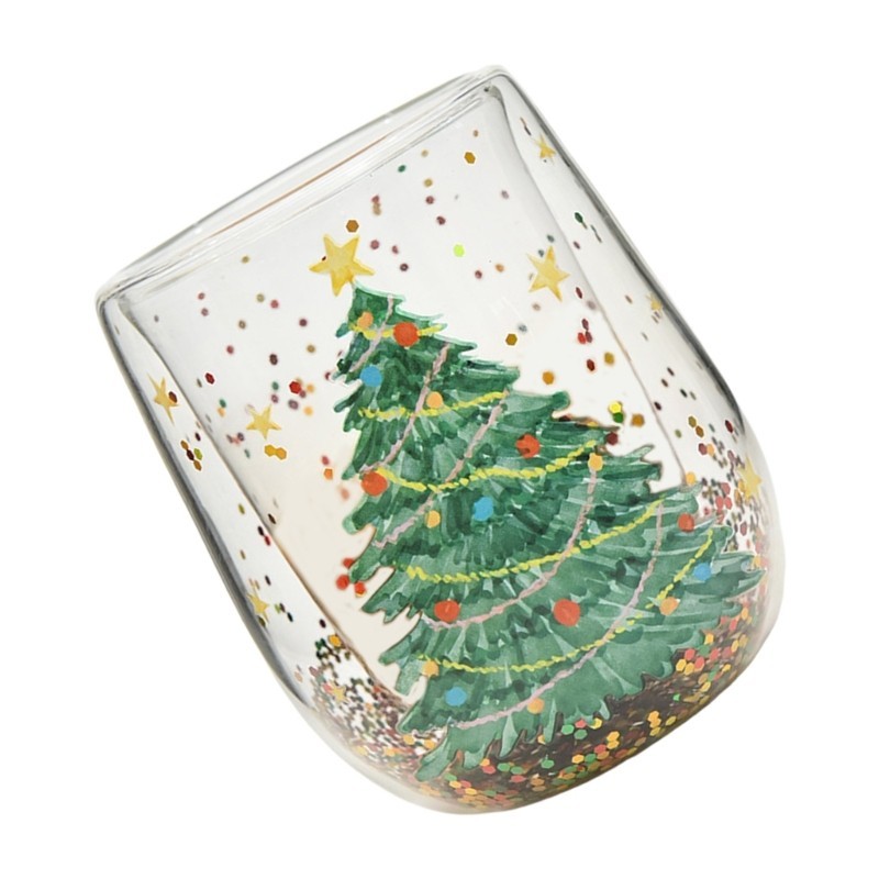 ถ้วยแก้วต้นคริสต์มาสติดผนังคู่ - เครื่องดื่มที่หรูหราสําหรับชุมนุมสํานักงาน - รูปที่ 4