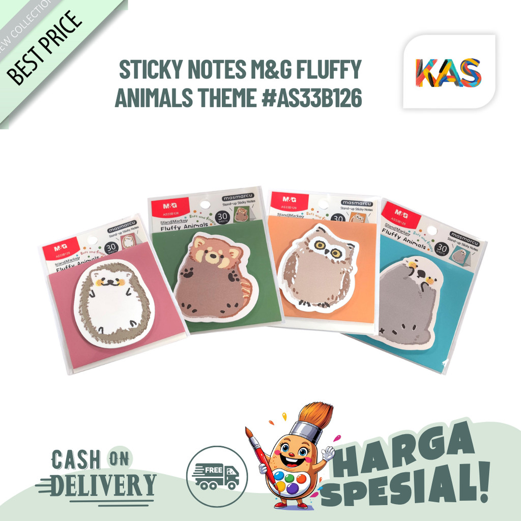 Sticky Notes M&G Fluffy Animals Theme AS33B126 Memo Notes 30 แผ่น Stand-up Sticky Notes