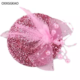 OXXGGKAO หมวก Fascinator สไตล์ปาร์ตี้ ประดับด้วยดอกไม้และกลิตเตอร์สำหรับสาวๆ