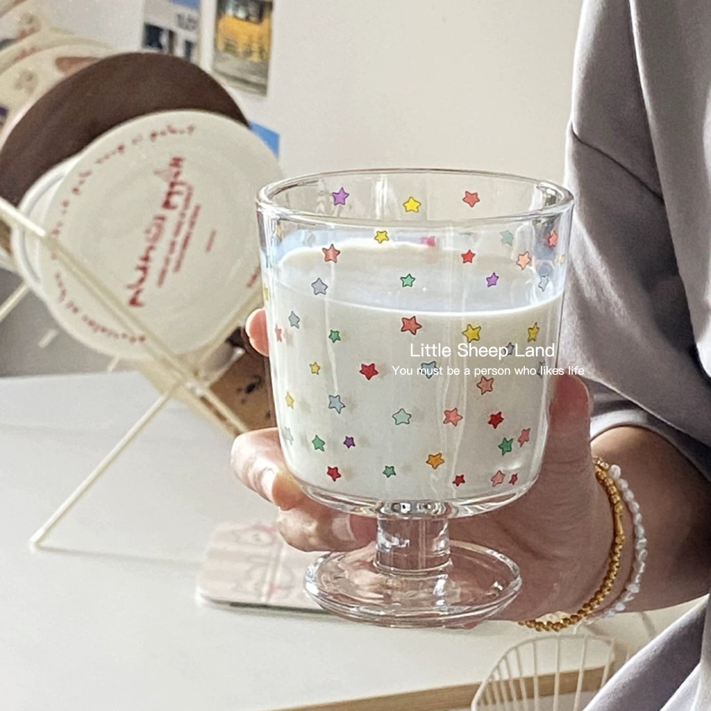 แก้วน้ำ แก้วกาแฟ การส่งออกไปเกาหลี ลายดาว✨ บรรจุภัณฑ์กล่องของขวัญ🎁 สำหรับร้านกาแฟ