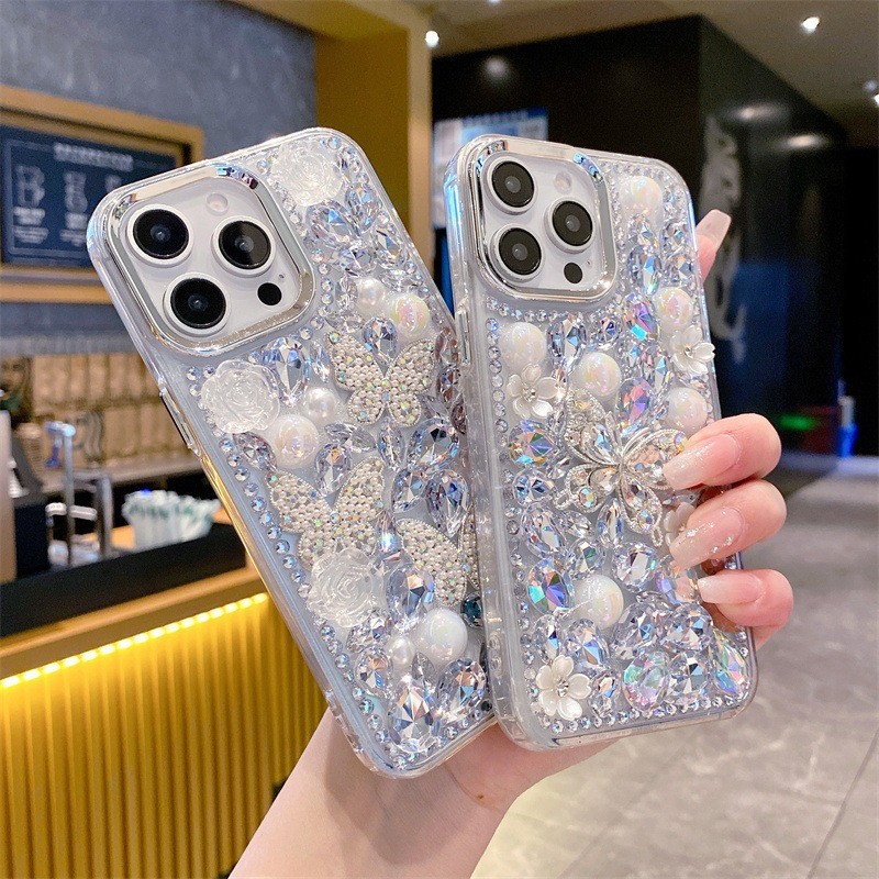 Rhinestone ผีเสื้อสําหรับ VIVO V70 Y05 Y31D Y11D Y21D V60 V50 V40 Lite V30e V27 V29e V23e Y04 Y03 Y39 Y29 Y36 Y50 Y17 Y22S Bling เพชรฝาครอบโทรศัพท์