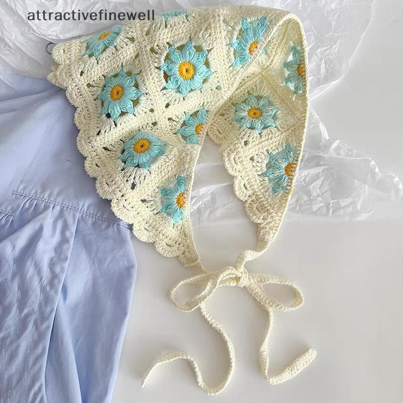 [attractivefinewell] Turban Hair Scarf Hair Bands ถัก Vintage Hair Bands Girl Fashion Hair Accessori