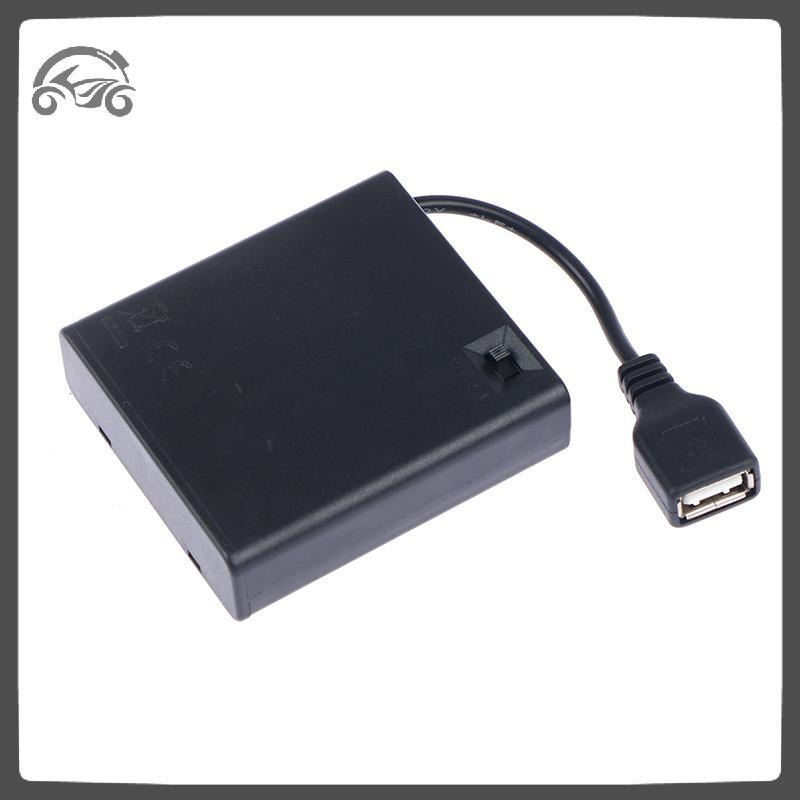 [8C11] กล่องแบตเตอรี่ USB AA 4 X สําหรับไฟ LED Strip 5V USB แหล่งจ่ายไฟขนาดเล็ก [8C]