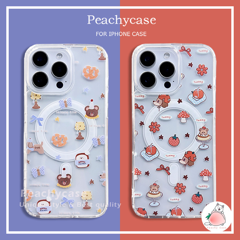 Kawaii Bowknot ขนมปังมะเขือเทศสุนัขเคสโทรศัพท์สําหรับ iPhone 17Air 16E 15 14 Plus 13 12 Mini 11 Pro Max X Xs Xr 8 7 Shock Proof อะคริลิคฝาหลังปลอกแข็งใส