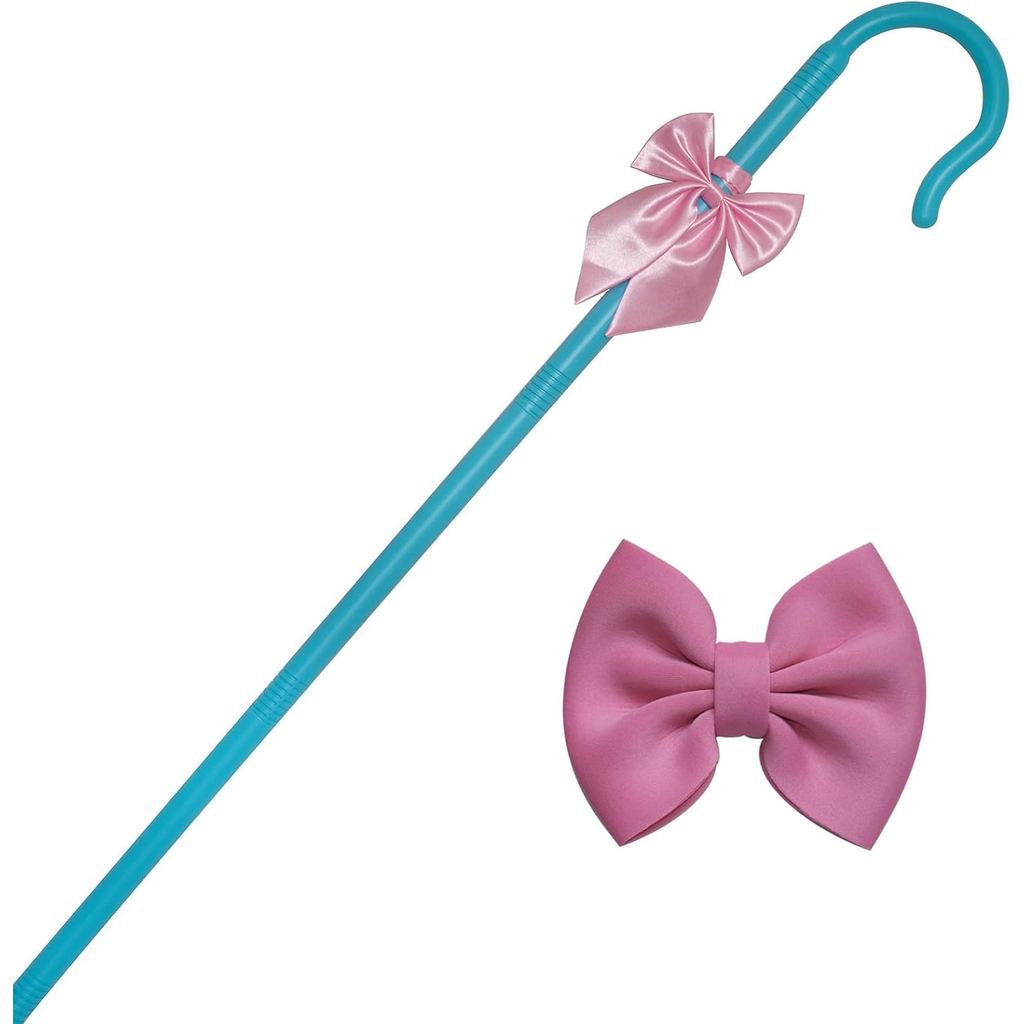 63 Inches Blue Staff Pink Bow Tie Hair Clip Costume Accessories Plastic Cane for Halloween Character
