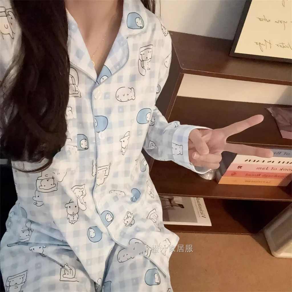 ชุดนอนแขนยาวพิมพ์ลายสุนัข Ganadi สไตล์แฟชั่น สำหรับสวมใส่อยู่บ้าน