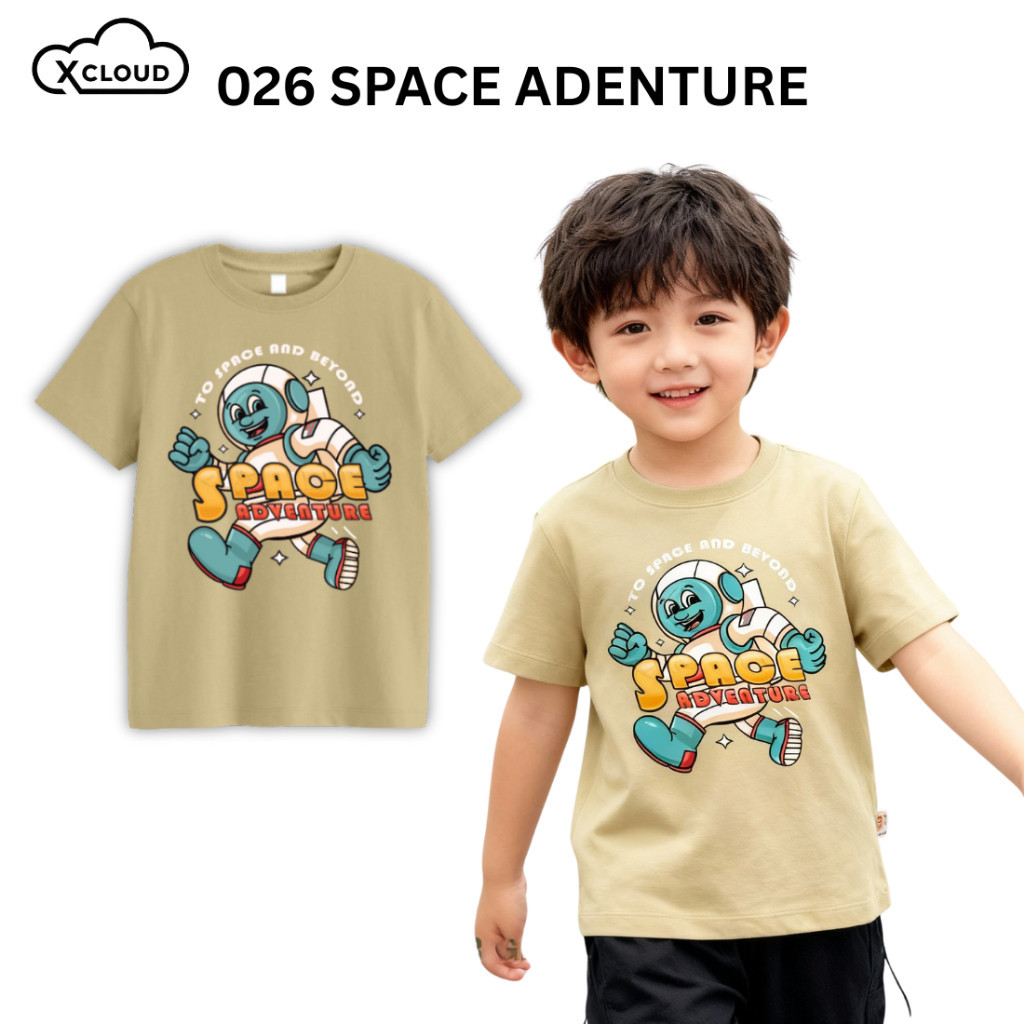 Xcloud เสื้อยืดเด็กลาย Astronaut Space Adventure เสื้อผ้าเด็กผู้ชาย&เด็กผู้หญิง เสื้อเด็กลาย อายุ 1 