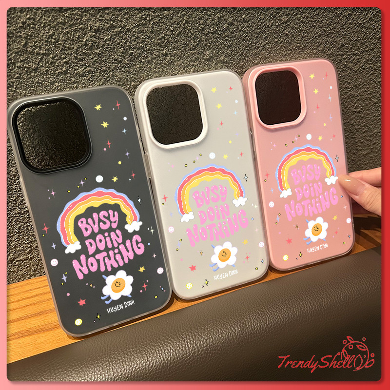 สต๊อกไทย เคสไอโฟน17 ลายดอกไม้สายรุ้ง น่ารัก เคสด้านครอบสองชั้นสีสัน สำหรับ IPhone16 11 12 14PLUS 15 16ProMAX 7/8 X XS XR