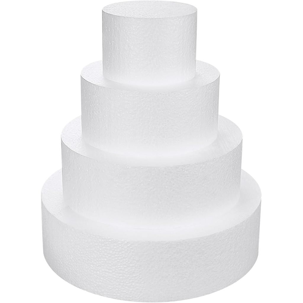4 Tiers Foam Cake Dummies 4" 6" 8" 10", White Dummy Cakes Styrofoam Sets, 12 Inch Tall Fake Cake, Du