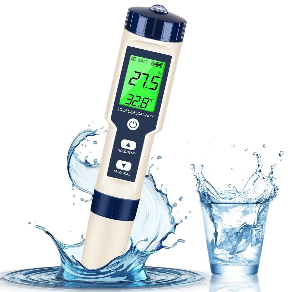 PH Meter & TDS Meter Digital Water Tester 5 in 1 Salinity Tester PH Temp EC and TDS Meter,PH Meter f
