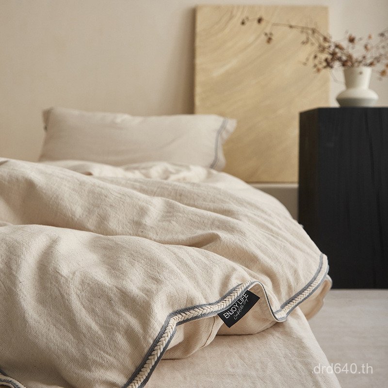 Class A ปลอกผ้านวมผ้าลินินสไตล์เงียบ 20% ผ้าลินิน + 80% ปลอกผ้านวมผ้าฝ้ายชุดสี่ชิ้นชิ้นเดียว 200x230