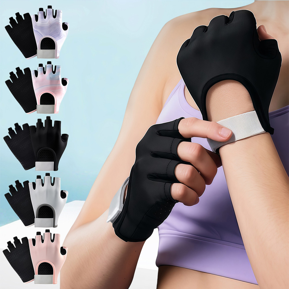 1Pair Workout Anti-Slip Gloves for Women Men, Breathable Adjustable Strap Gym Gloves for Weightlifti