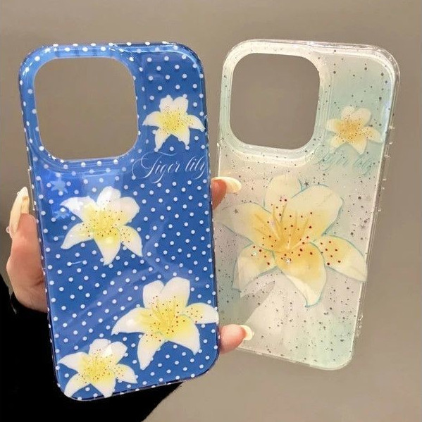 Full Screen Yellow and White Lilies สีขาว IMD เคสโทรศัพท์ iPhone Applies iPhone 16 Pro Max/15/17 Pro/14 Pro Max/13 Pro Max/12 Pro Max/11/XR/XS/7 Plus/8 บทคัดย่อใหม่ Niche