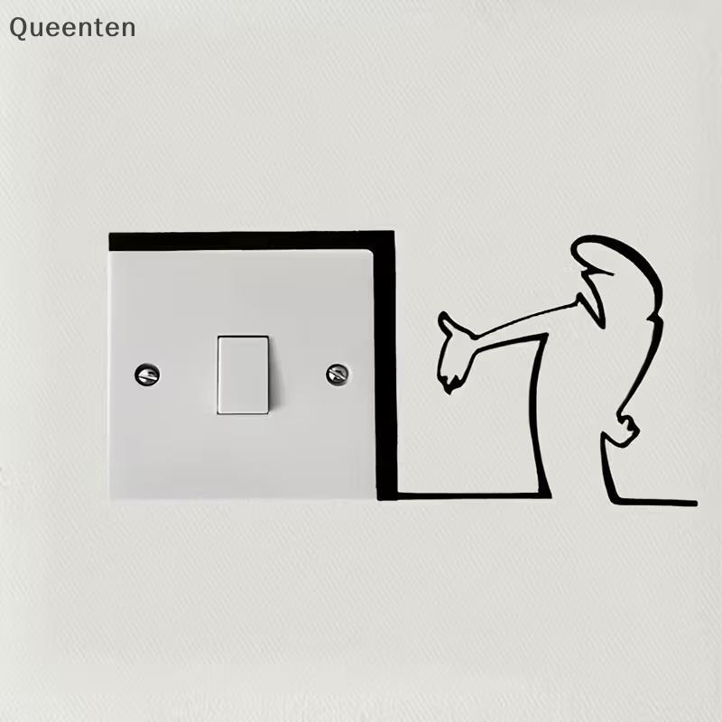 Queenten Minimalist La Linea สวิทช์สติกเกอร์การ์ตูนตัวอักษรสวิทช์รูปลอก Line Drawing Design Wall Dec