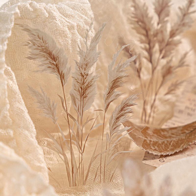 WEI 10 ชิ้น [Reed Whisper Series] สติกเกอร์ PET สีชมพู Dye Reed Chestnut Field Marsh Retro สไตล์ฉากตกแต่งภูมิทัศน์สําหรับ Scrapbooking Journal Planner เครื่องเขียน - รูปที่ 4