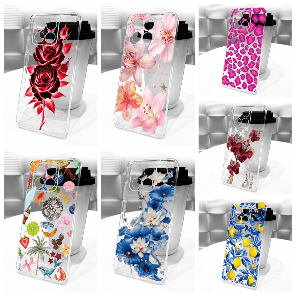 ฝาครอบโปร่งใสสําหรับ Honor X6 X6s X8 5G ปลอก VNE-N41 ใหม่แฟชั่นดอกไม้ Soft Slim ฝาครอบซิลิโคนสําหรับ