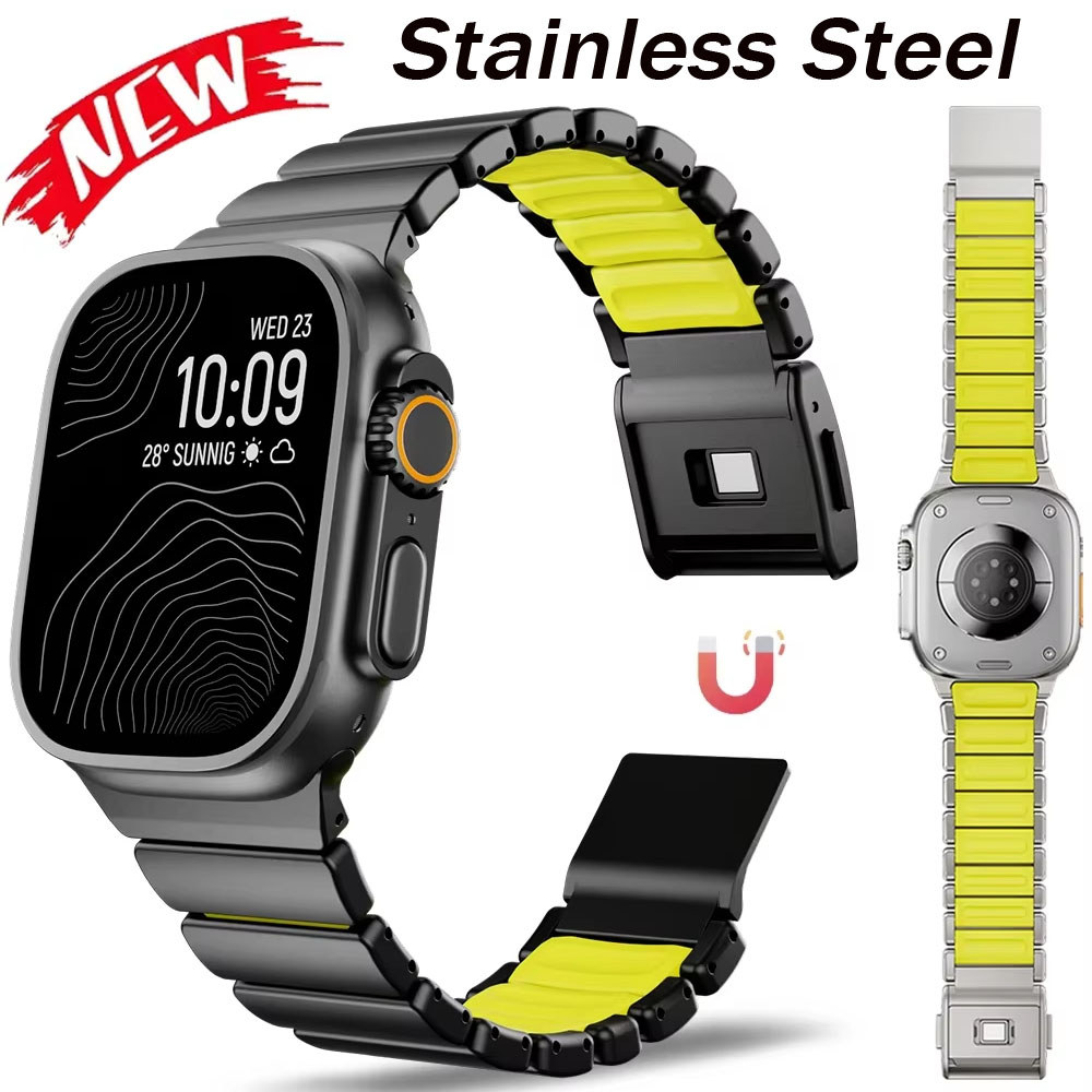 NOMAD สายสแตนเลสสําหรับ Apple Watch Ultra 49 มม.11 10 46 มม.แม่เหล็ก High-end Watchband สําหรับ iWat